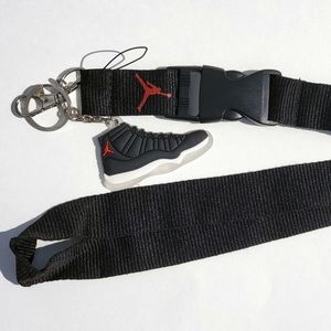 Jordan 11 Black/ Varsity red Keychain w/ Lanyard